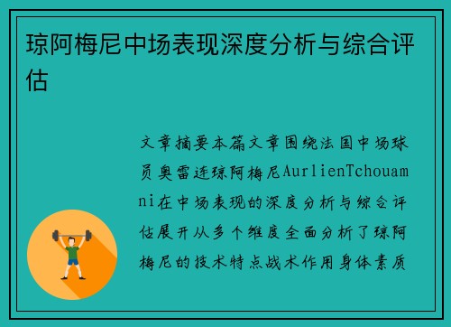 琼阿梅尼中场表现深度分析与综合评估